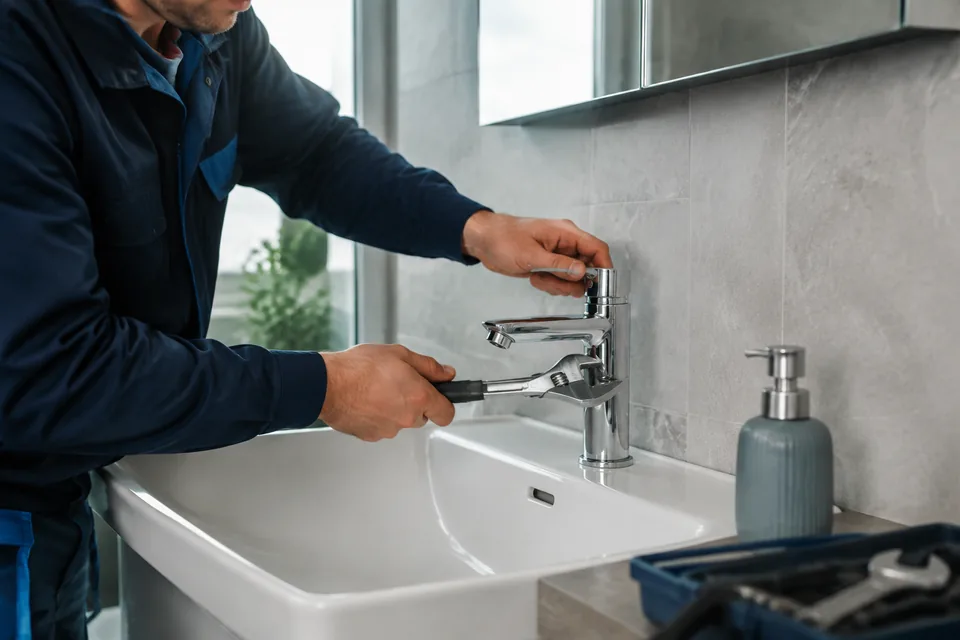 Lavabo bataryası montajı yapan tesisat ustası